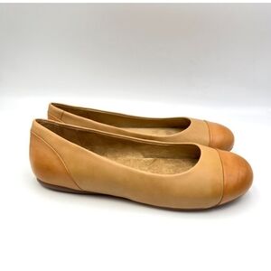 9W 9 WIDE WIDTH Softwalk Womens Camel Tan Leather Ballet Flats Comfort Shoes